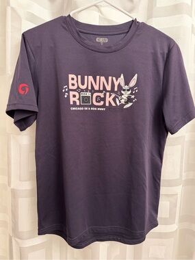 Men’s Bunny Rock navy blue running short sleeve t shirt size small